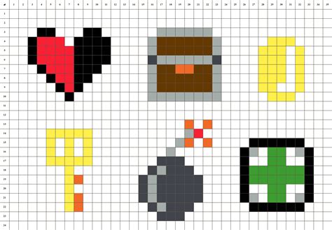 Du pixel art facile à réaliser et à imprimer pour les petits. Retrogaming - Pixel Art