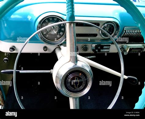 Steering Wheel And Dashboard 1953 Chevy 210 Stock Photo Alamy