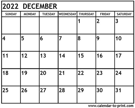 Printable Calendar Template December 2022 Printable Templates