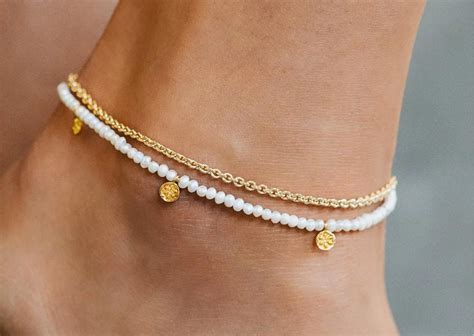 Fresh Water Pearl Anklet Beaded Anklet Bracelet Gold Filled Etsy