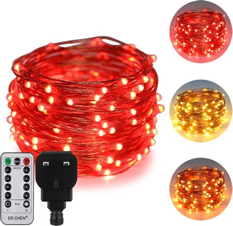 Erchen Dual Color Led String Lights 33 Ft 100 Leds Plug In Copper Wire
