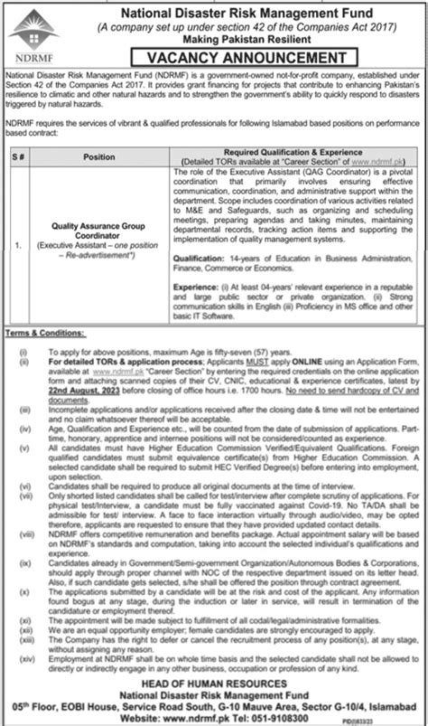 Latest NDRMF Islamabad Job 2023 2024 Job Advertisement Pakistan