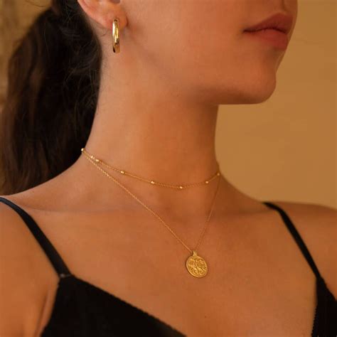 Dainty 14 K Gold Bead Choker Necklace By Elk And Bloom Gold Choker