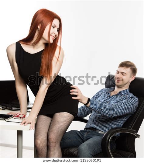 Sexy Secretary Flirting Boss Workplace Sexual Stock Photo