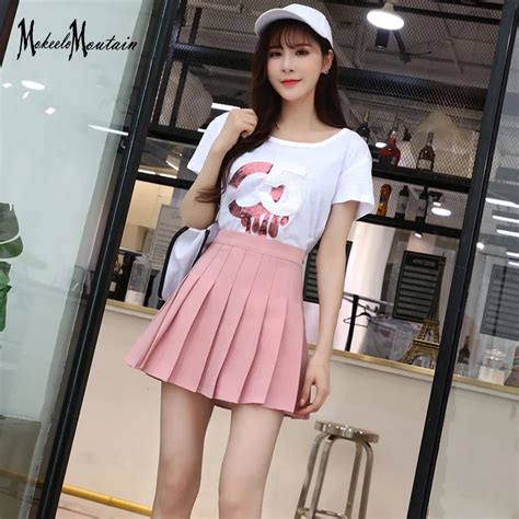 Harajuku Kawaii Pleated Mini Skirt Women Summer Korean High Waist Black Skirts Schoolgirl
