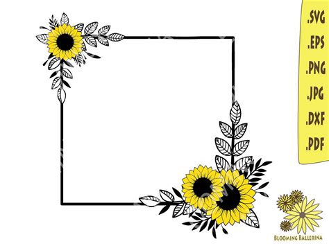 Square Frame Svg Sunflower Svg Monogram Frame Svg Frame Etsy