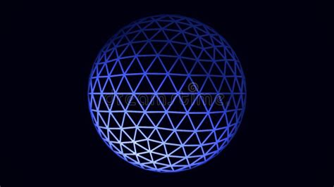 White And Blue Rotating Sphere Animation On Black Background Seamless