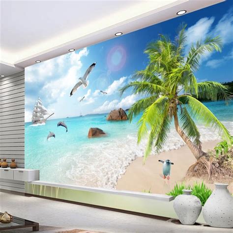 Beibehang Wallpaper Murals Custom Living Room Bedroom Hd Seascape