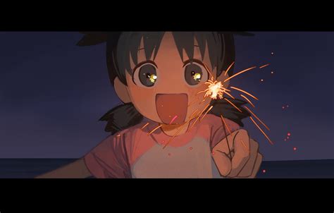 Koiwai Yotsuba Yotsubato Highres 1girl D Fireworks Green Eyes