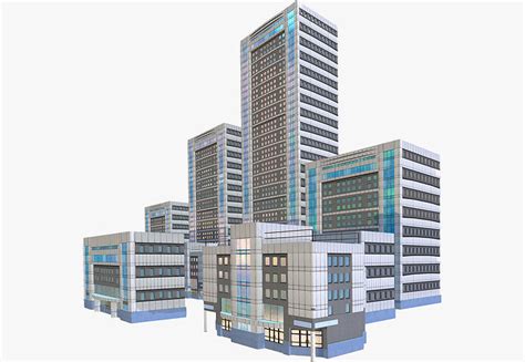Modern City Buildings Pack 3d Asset Cgtrader
