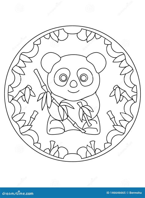 Pattern With Panda Illustration With A Panda Mandala With An Animal