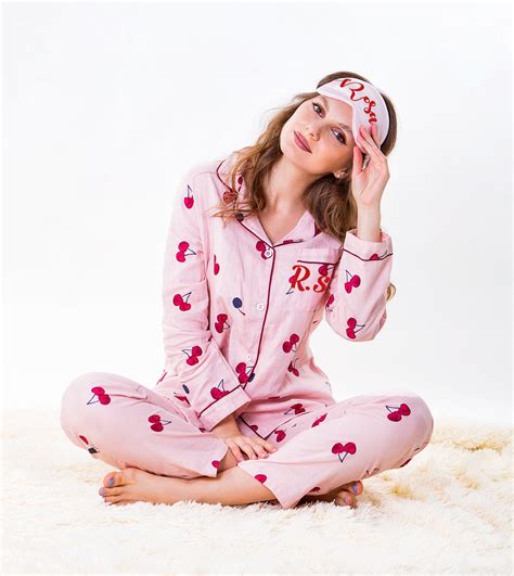 cherry print custom pajama set 2 pcs cotton soft pajamas set etsy