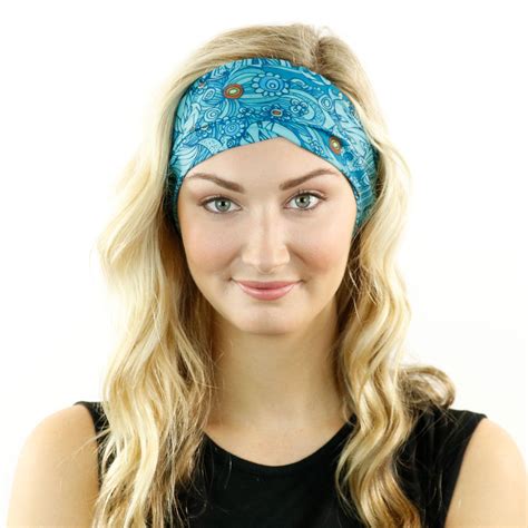 Aquamarine Floral Sports Headband Hoo Rag