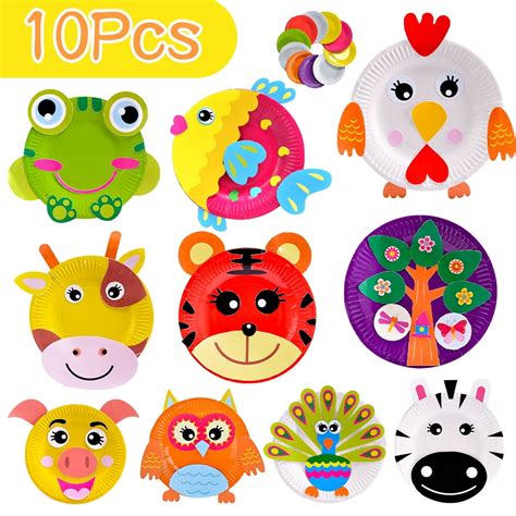 Lnkoo 10pcs Toddler Crafts Paper Plate Art Kit Arts And Crafts For Kids