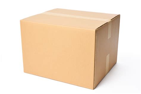 Isolated Shot Of Closed Blank Cardboard Box On White Background Stock