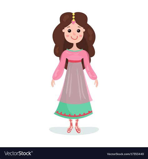 Beautiful Brunette Cartoon Princess Girl Character