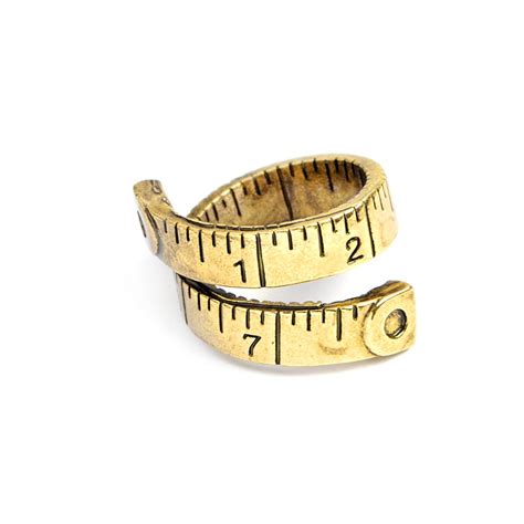 Gold Silver Measure Ruler Twisted Ring For Women Men Fashion Adjustable