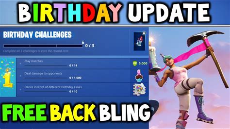 Fortnite New Free Birthday Cake Back Bling Skins 1st Birthday