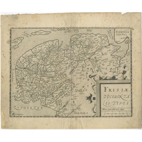 Antique Map Of Friesland By Guicciardini 1609