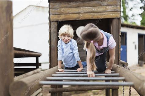 Children Playing On Monkey Bars Stock Image F0049443 Science