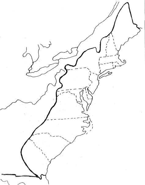 13 Colonies Map Worksheet Printable Sketch Coloring Page