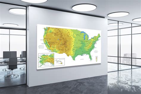 Usa Physical Map 2022 Canvas Wrap