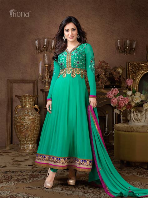 Neha Sharma Green Color Designer Anarkali Suit In India Shopclues Online