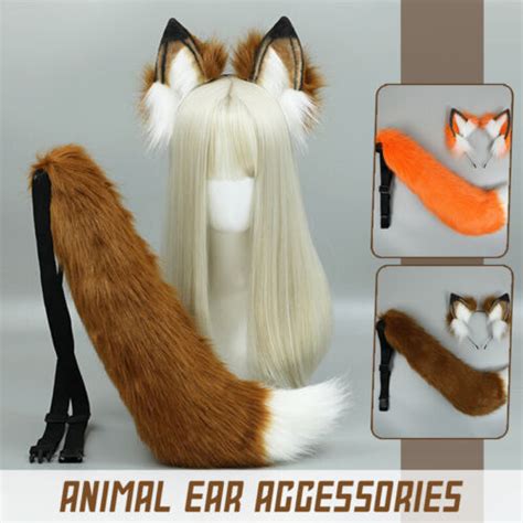 Women Sexy Cosplay Fur Fox Wolf Ears Headband Tail Anime Cosplay Props