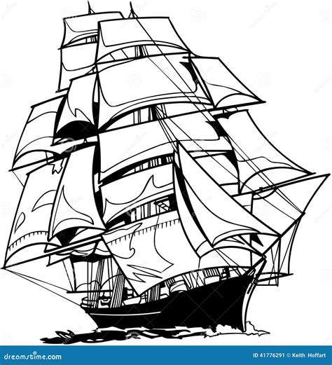 Sail Boat In Ocean Vector Clipart Stock Vector Illustration Of