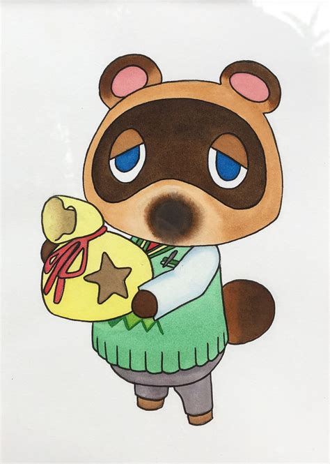 Tom Nook Animal Crossing Watercolor Painting Animal Crossing Fan Art