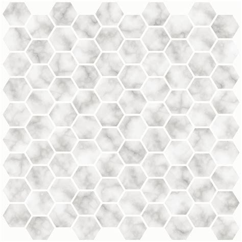 InHome Hexagon Marble 10 In X 10 In Peel And Stick Resin Backsplash