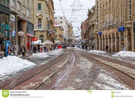 Zagreb Ilica In The Snow Editorial Photography Image Of