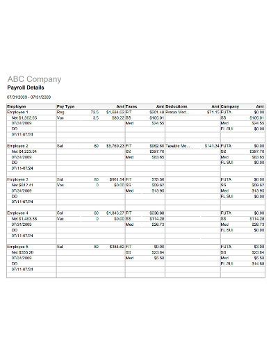 Payroll Report 8 Examples Format Pdf Examples
