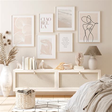 Neutral Gallery Wall Set Prints Bedroom Decor Above Bed Set Etsy In