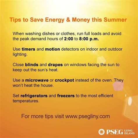Pseg Li 10 Tips To Save Energy And Money This Summer Save Energy Save Lowering Energy Bill
