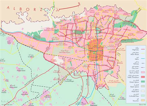 Detallado mapa general de la ciudad de Teherán Teherán Irán Asia