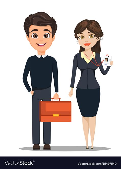 Businessman And Businesswoman Cute Cartoon Vector Image