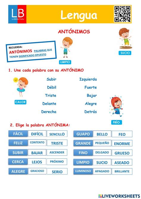 Ejercicio Interactivo De Antónimos Para 2º Primaria 5ºprimaria