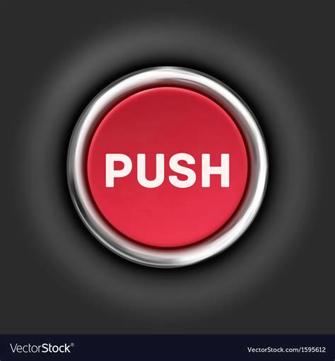 Push Button 3d Red Glossy Metallic Icon Royalty Free Vector