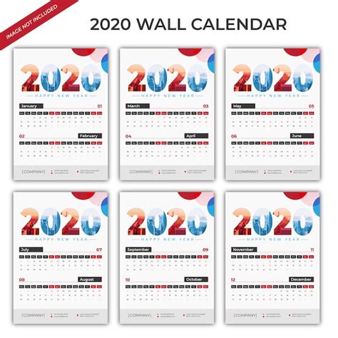 Premium Vector 2020 Wall Calendar Set