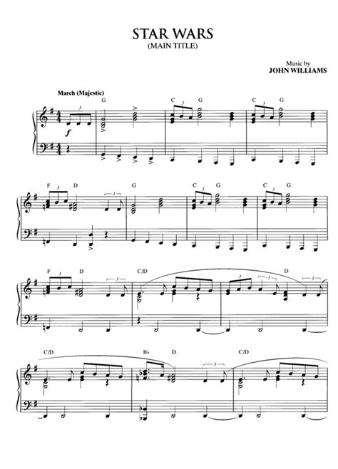Absorption Vertiefen Birne Star Wars Main Theme Noten Klavier Bild