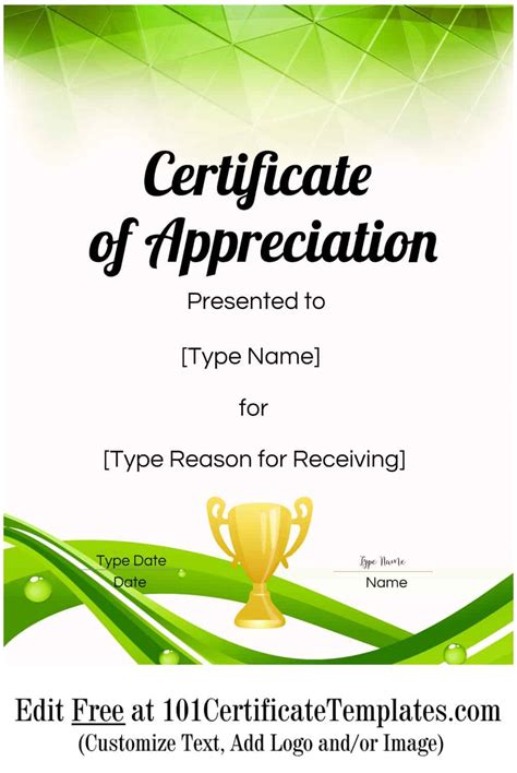 Printable Certificate Of Appreciation Template