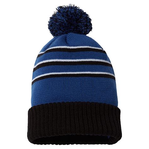 Richardson Stripe Pom Beanie With Cuff Show Your Logo