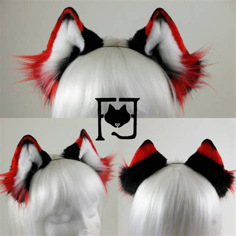 Custom Ordered Mini Wolf Ears In Black Red And White 😙 Please