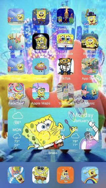 Spongebob On Brass Ios Themes And Widgets Spongebob Apple Maps Ios