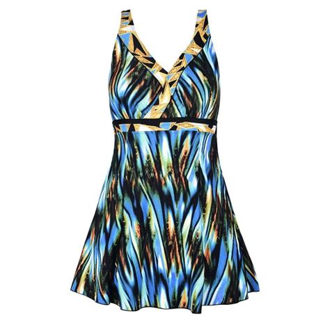 women s elegant one piece cover up swimdress floral print swimsuit bathing suit blue floral