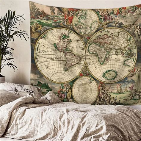 Vintage World Map World Map Tapestry Antique World Map Map Wall Mural