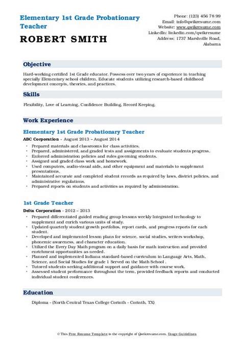 Maybe you would like to learn more about one of these? 1st Grade Teacher Resume Samples | QwikResume