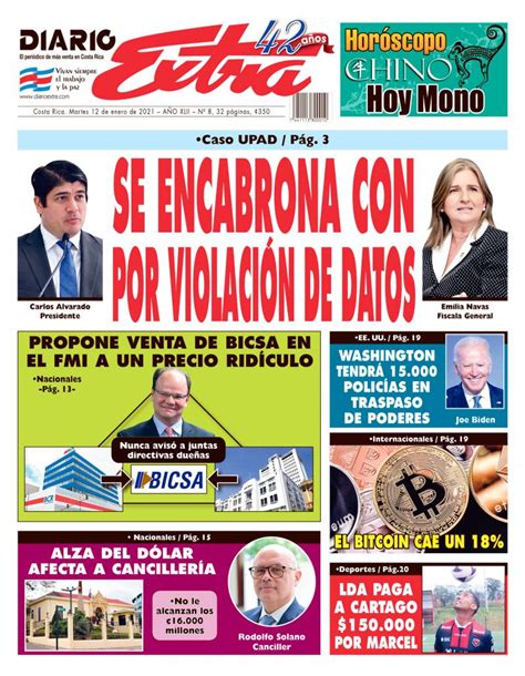 Portada Diario Extra Martes 12 Enero 2020 PeriÓdico Digital Y