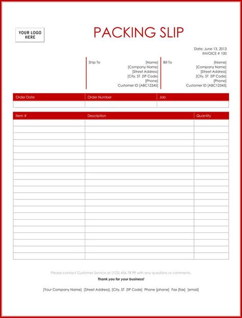 25 Free Shipping And Packing Slip Templates For Word And Excel Within